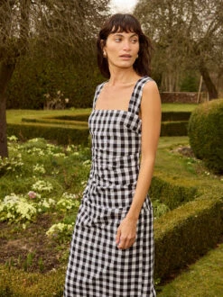 Rita Gingham Linen Blend Dress