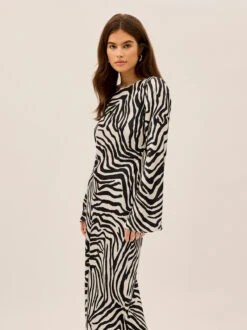 Keira Zebra Print Satin Dress -Kitri Studio 2205141Z KEIRAZEBRA 002 V2