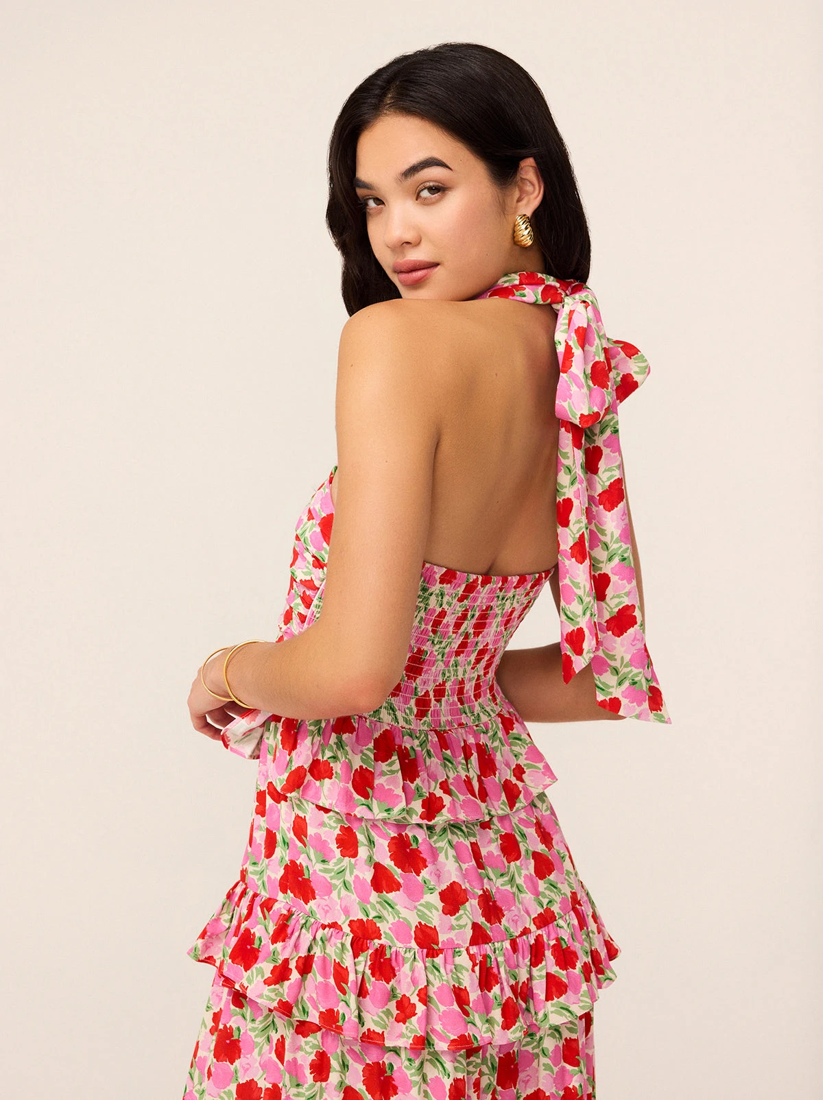 Romily Pink Floral Print Maxi Dress 4 Romily Pink Floral Print Maxi Dress - Image 4