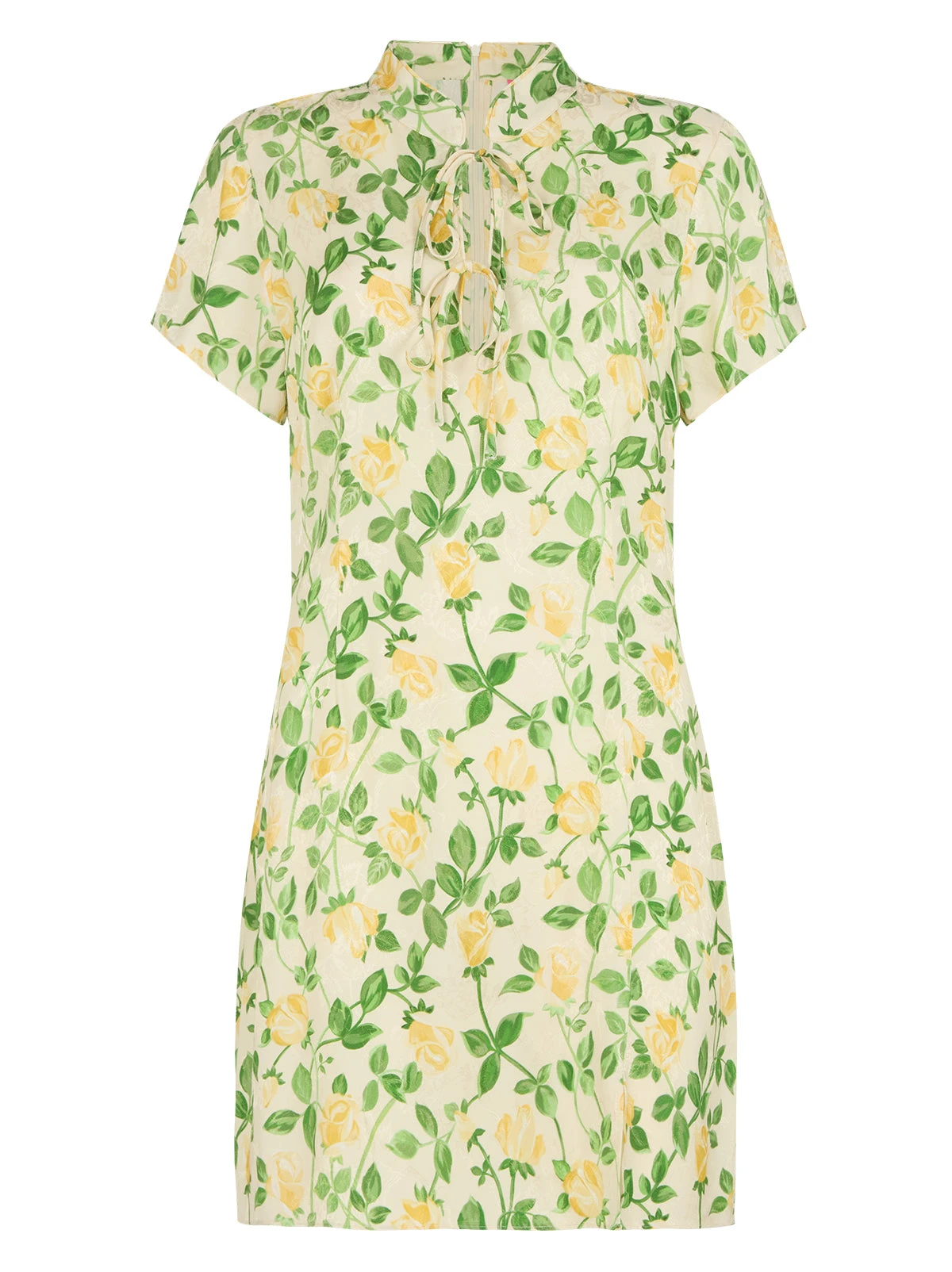 Gretchen Yellow Rose Printed Jacquard Mini Dress 7 Gretchen Yellow Rose Printed Jacquard Mini Dress - Image 7