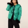 Theodora Green Malachite Print Quilted Jacket