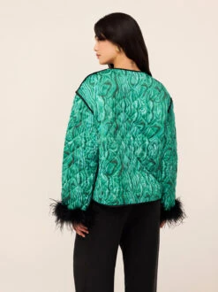 Theodora Green Malachite Print Quilted Jacket 7 Theodora Green Malachite Print Quilted Jacket -Kitri Studio 2304502GM THEODORA GREENMALACHITE 099V2