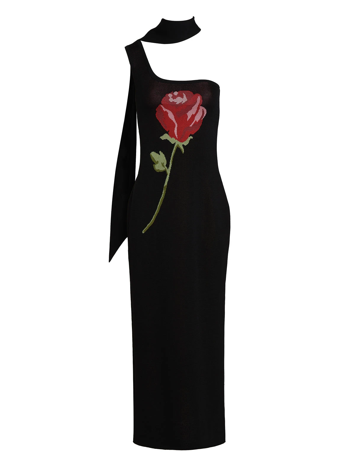 Chloe Black Rose One Shoulder Knit Dress 9 Chloe Black Rose One Shoulder Knit Dress - Image 9