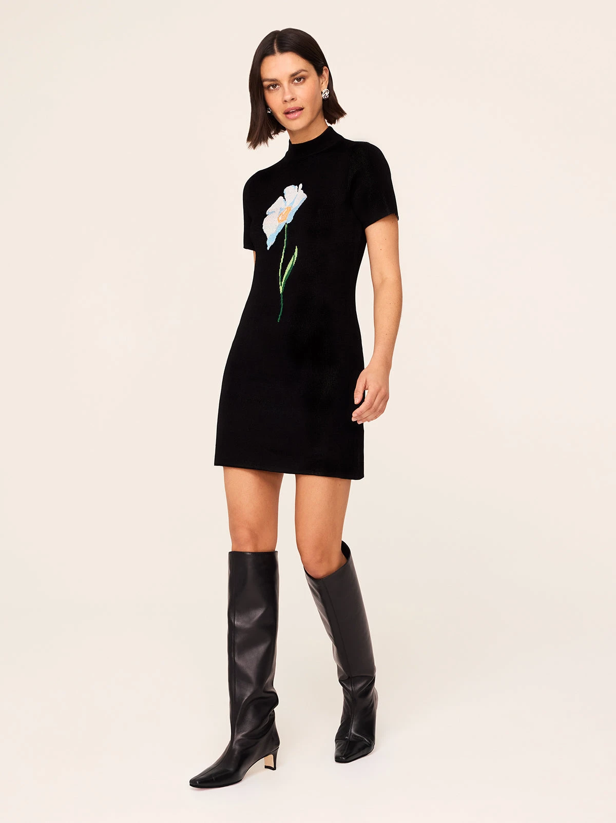 Jamie Black Poppy Knit Mini Dress 2 Jamie Black Poppy Knit Mini Dress - Image 2
