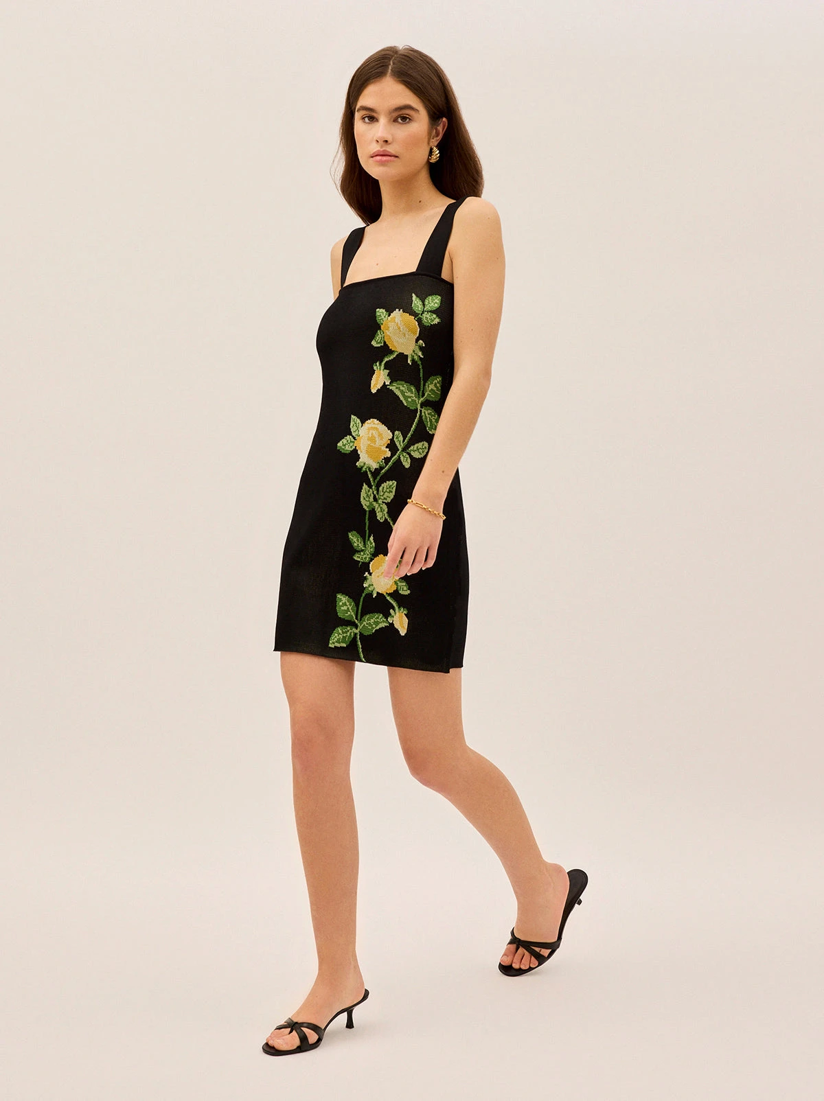 Corrine Black Rose Knit Mini Dress 3 Corrine Black Rose Knit Mini Dress - Image 3