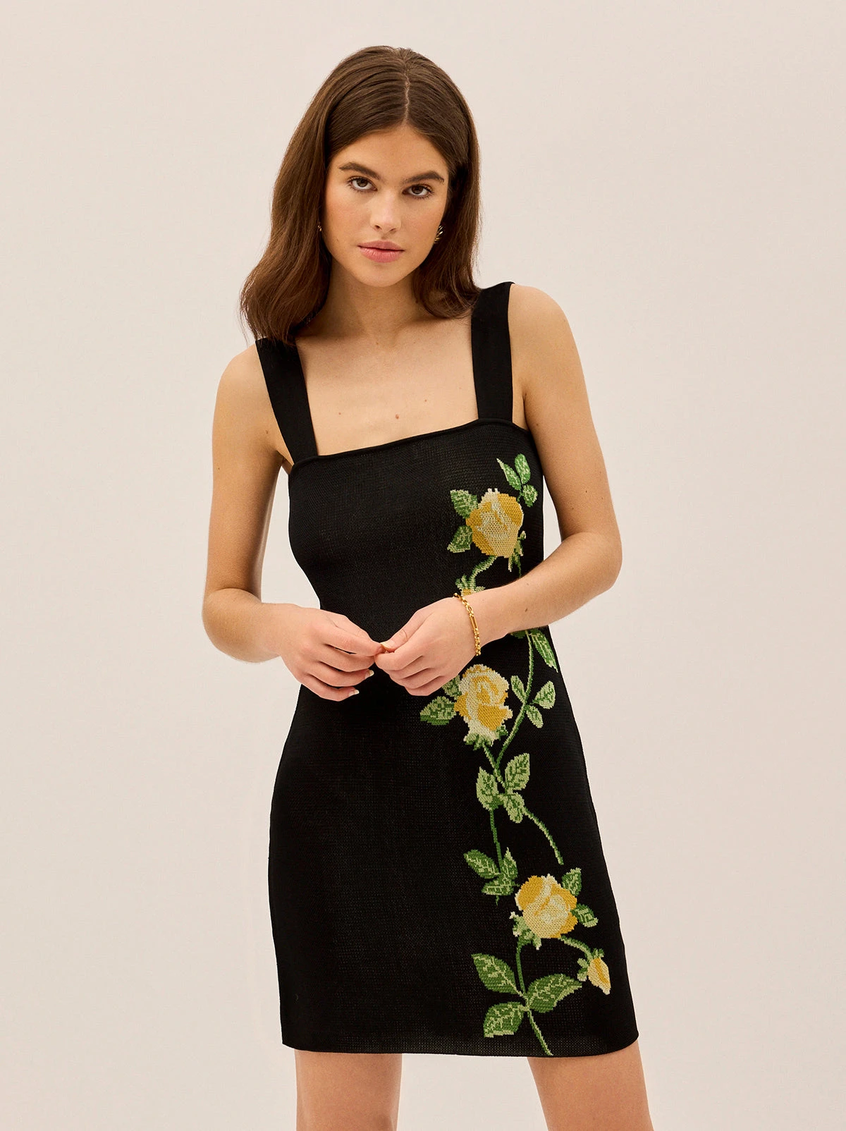 Corrine Black Rose Knit Mini Dress 4 Corrine Black Rose Knit Mini Dress - Image 4