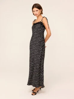 Venetia Black Polka Dot Print Lace Trim Maxi Dress 9 Venetia Black Polka Dot Print Lace Trim Maxi Dress -Kitri Studio 2401123BKD VENETIA BLACKPOLKADOT 047V2