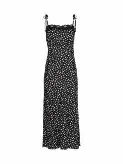 Venetia Black Polka Dot Print Lace Trim Maxi Dress 11 Venetia Black Polka Dot Print Lace Trim Maxi Dress -Kitri Studio 2401123BKPD VENETIA POLKA DOT
