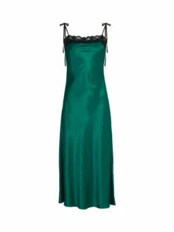 Venetia Green Satin Lace Trim Maxi Dress 11 Venetia Green Satin Lace Trim Maxi Dress -Kitri Studio 2401123GR VENETIA EMERALD GREEN