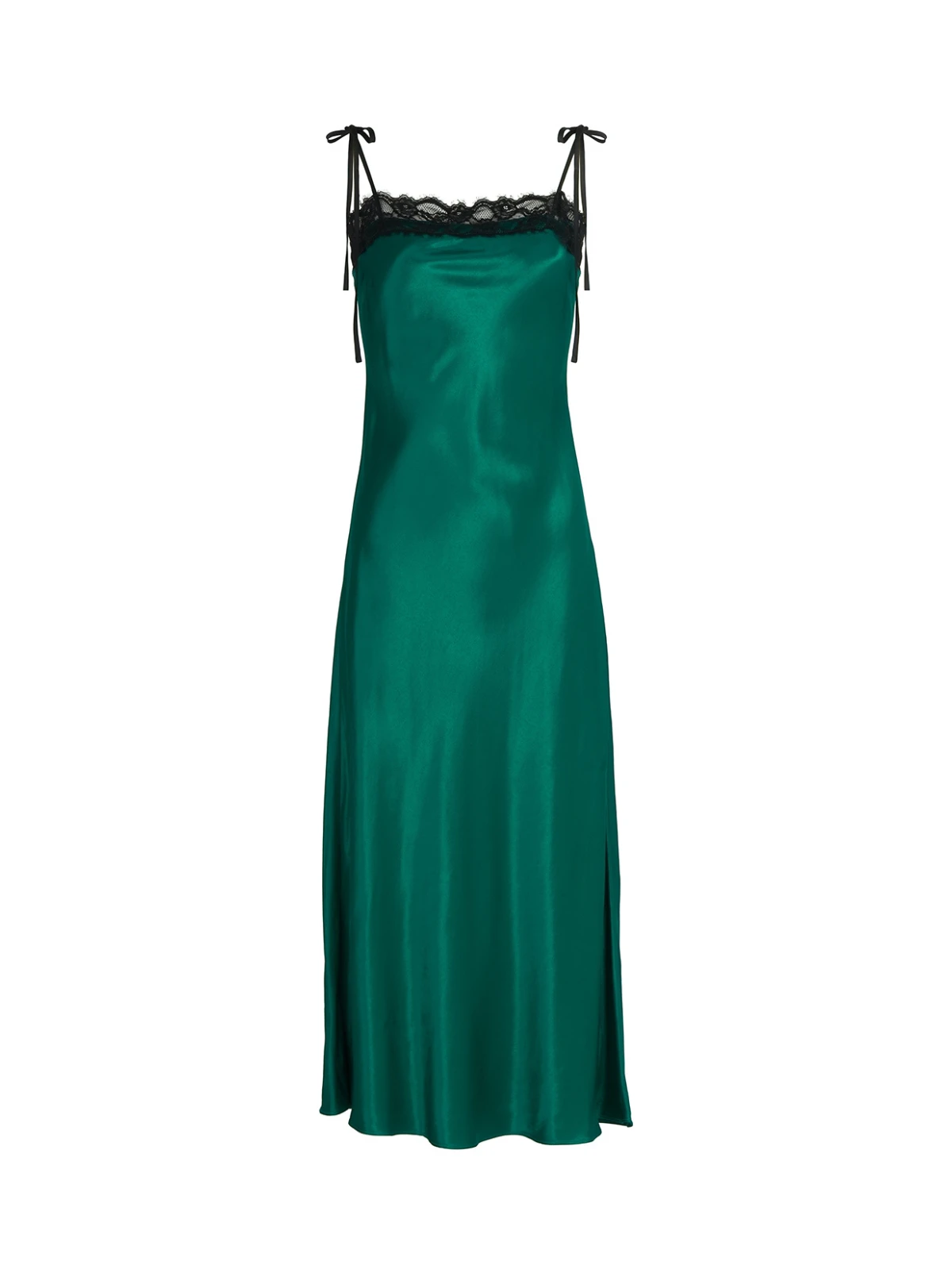 Venetia Green Satin Lace Trim Maxi Dress 6 Venetia Green Satin Lace Trim Maxi Dress - Image 6