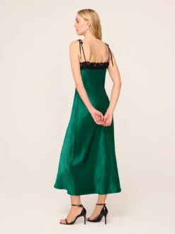 Venetia Green Satin Lace Trim Maxi Dress 9 Venetia Green Satin Lace Trim Maxi Dress -Kitri Studio 2401123GR VENETIA GREEN 02