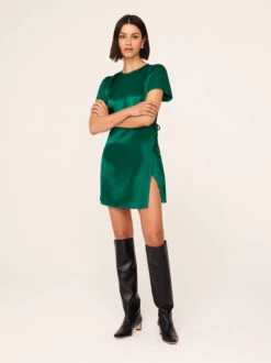 Riley Green Satin Mini Dress 8 Riley Green Satin Mini Dress -Kitri Studio 2401140GR RILEY GREEN 03