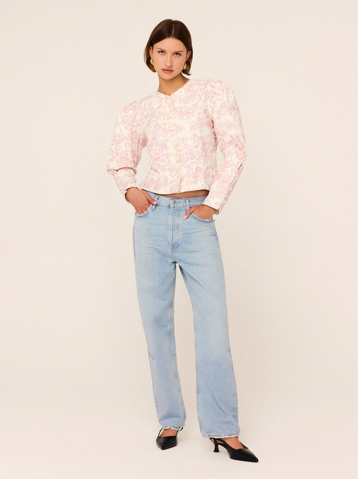 Olivia Pink Theatre Print Denim Top 3 Olivia Pink Theatre Print Denim Top - Image 3