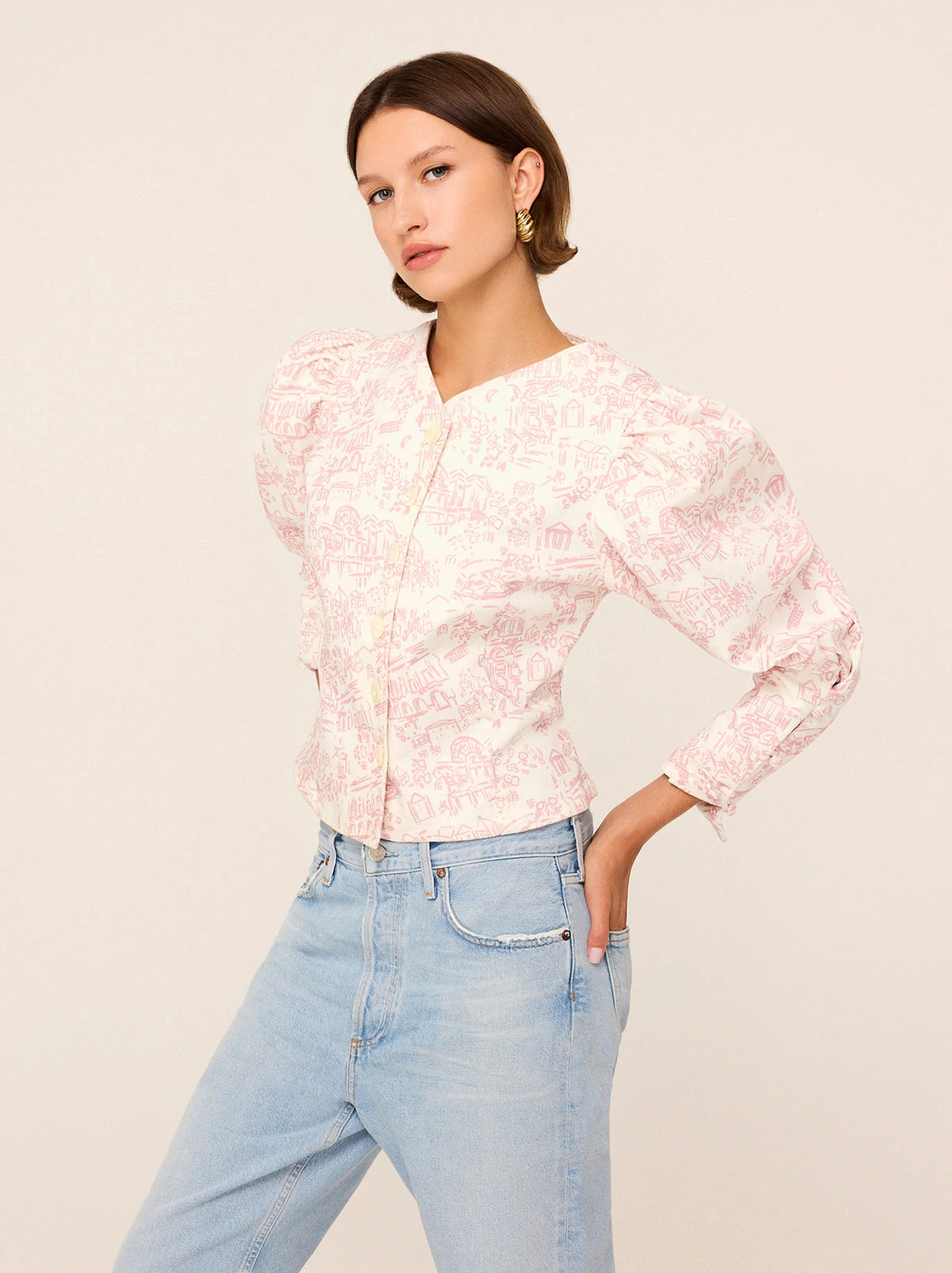 Olivia Pink Theatre Print Denim Top 2 Olivia Pink Theatre Print Denim Top - Image 2