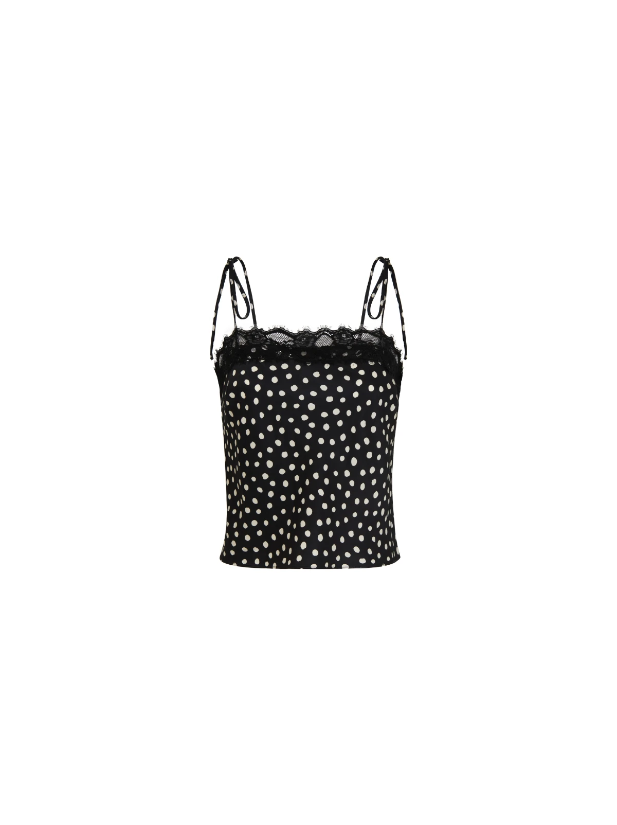 Dana Black Polka Dot Print Lace Trim Top 5 Dana Black Polka Dot Print Lace Trim Top - Image 5