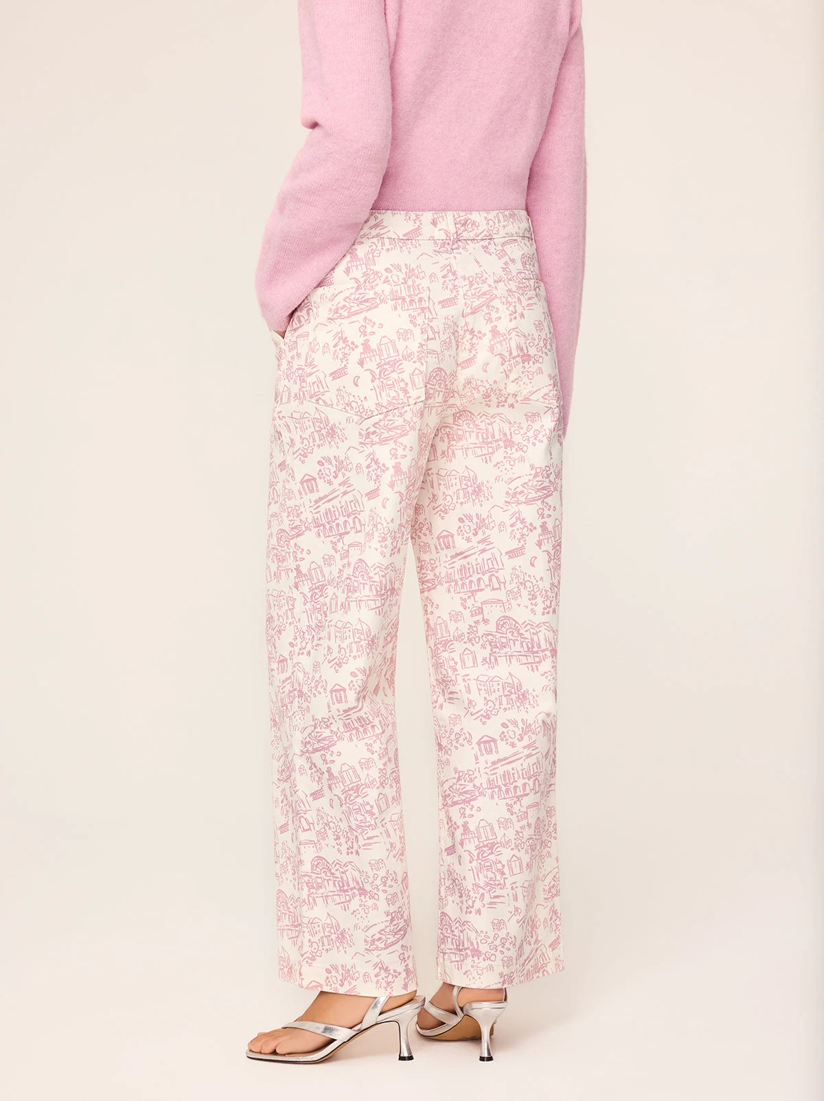 Remi Pink Theatre Print Denim Trousers 4 Remi Pink Theatre Print Denim Trousers - Image 4