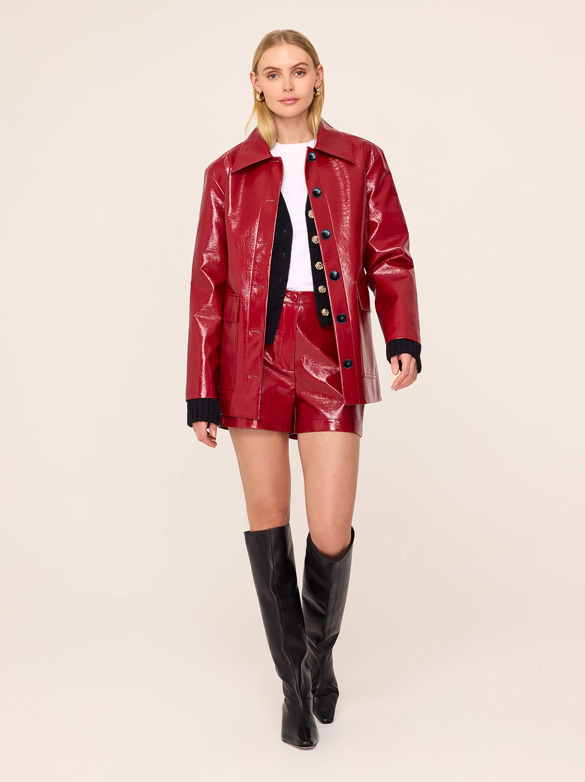 Kim Red Vinyl Shorts 2 Kim Red Vinyl Shorts - Image 2