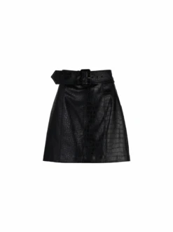 Marla Black Faux Croc Belted Mini Skirt 11 Marla Black Faux Croc Belted Mini Skirt -Kitri Studio 2401802BC MARLA BLACKFAUX