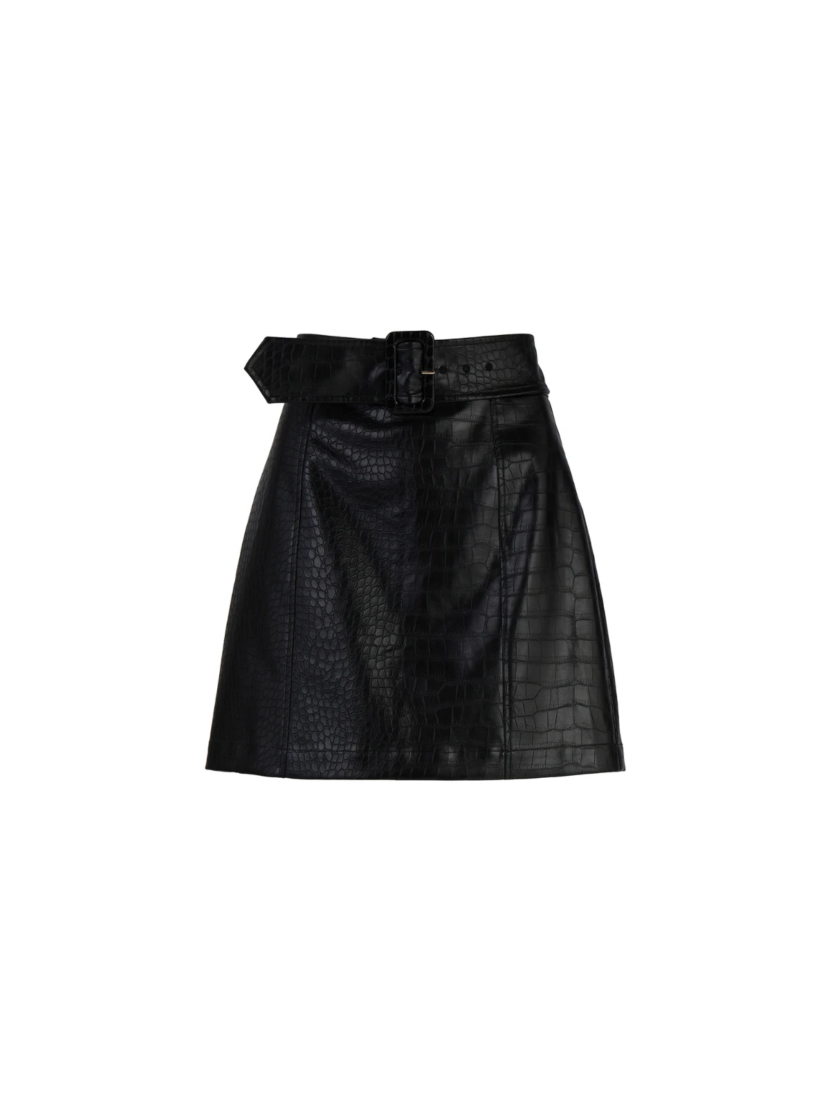 Marla Black Faux Croc Belted Mini Skirt 6 Marla Black Faux Croc Belted Mini Skirt - Image 6