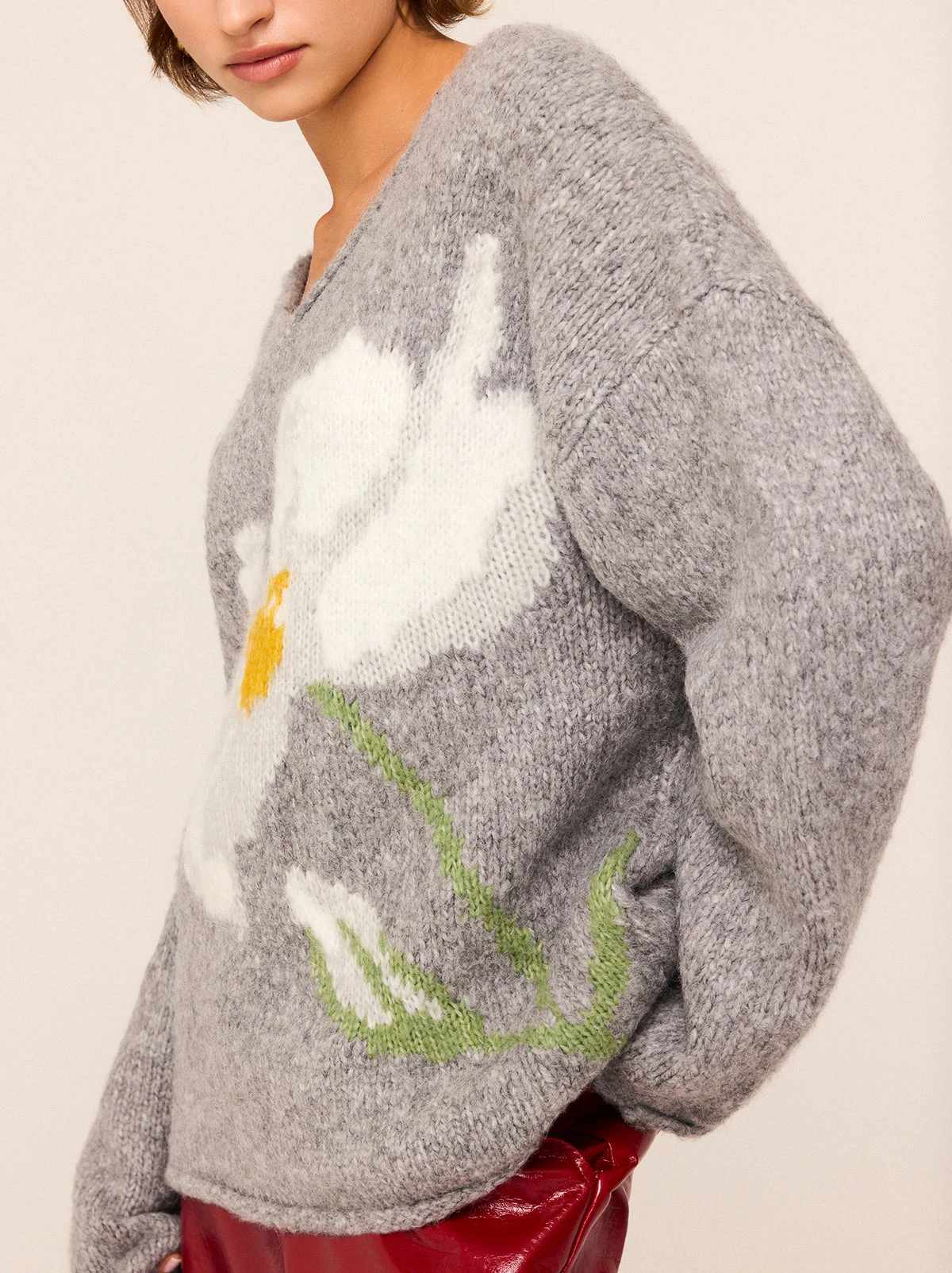 Andy Grey Oversized V-Neck Knit Jumper 2 Andy Grey Oversized V-Neck Knit Jumper - Image 2