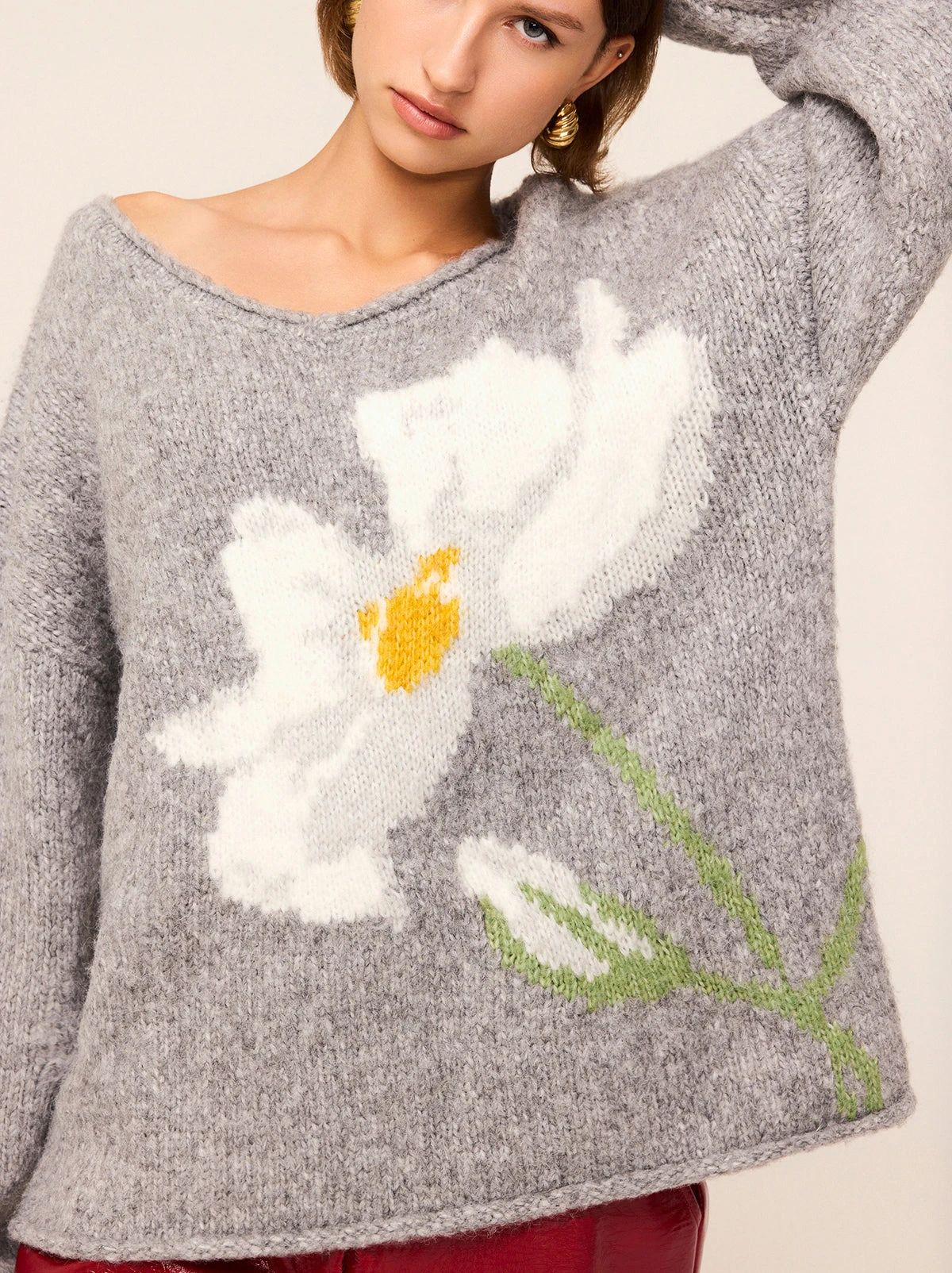 Andy Grey Oversized V-Neck Knit Jumper 3 Andy Grey Oversized V-Neck Knit Jumper - Image 3