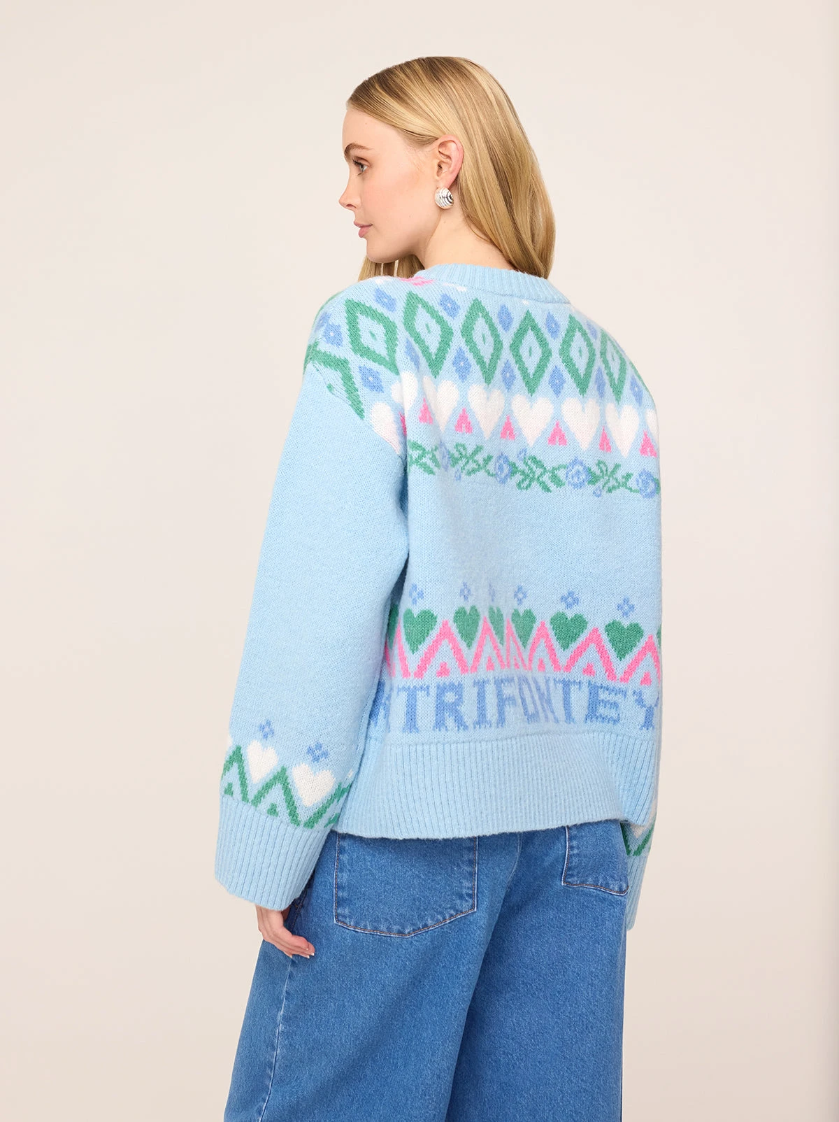 Ashley Blue Fairisle Knit Jumper 3 Ashley Blue Fairisle Knit Jumper - Image 3