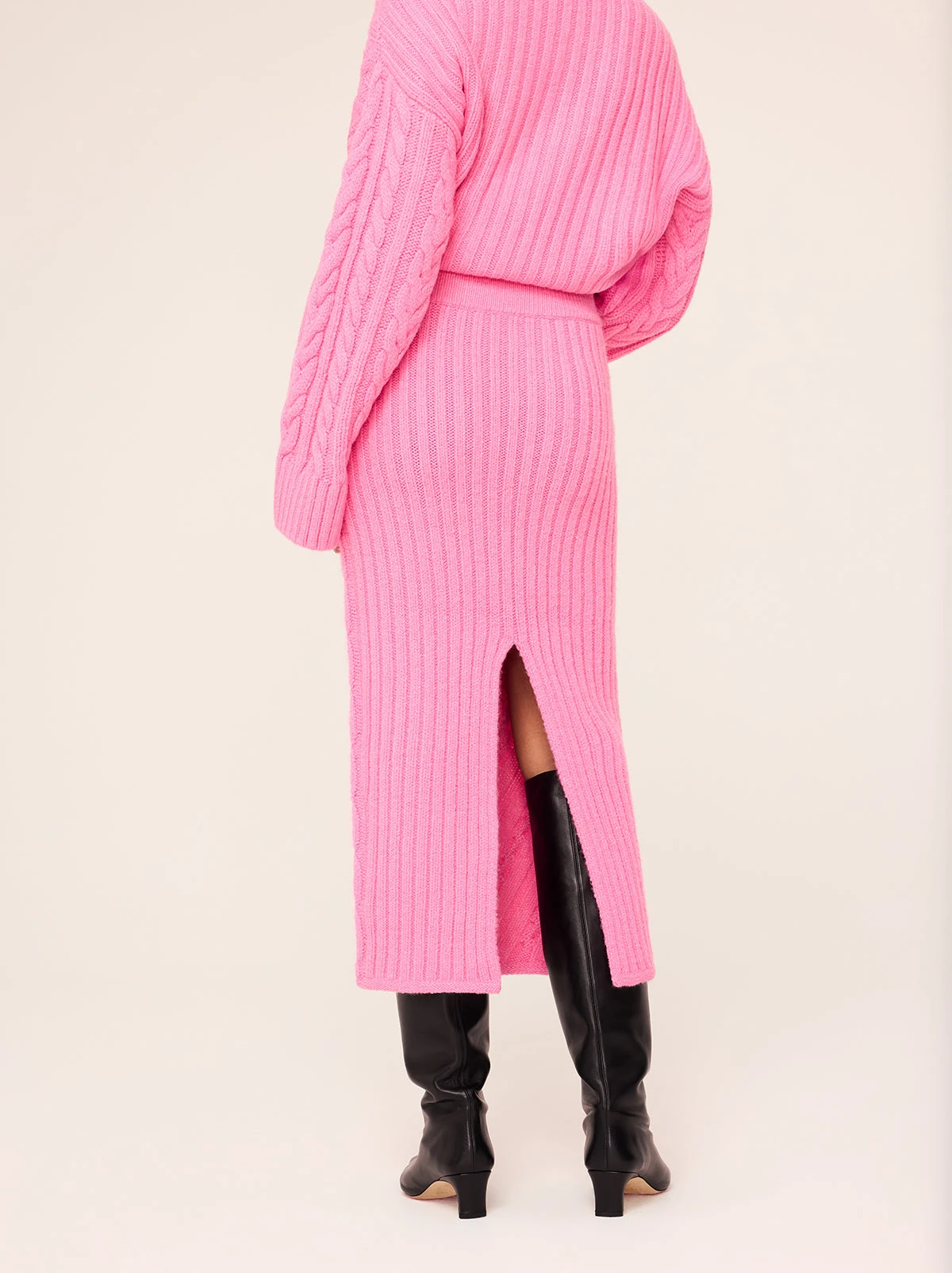 Imelda Pink Cable Knit Midi Skirt 3 Imelda Pink Cable Knit Midi Skirt - Image 3