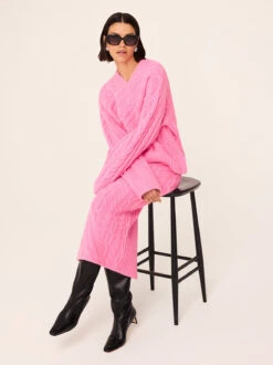 Imelda Pink Cable Knit Midi Skirt 7 Imelda Pink Cable Knit Midi Skirt -Kitri Studio 2401920SP IMELDA PINK 03