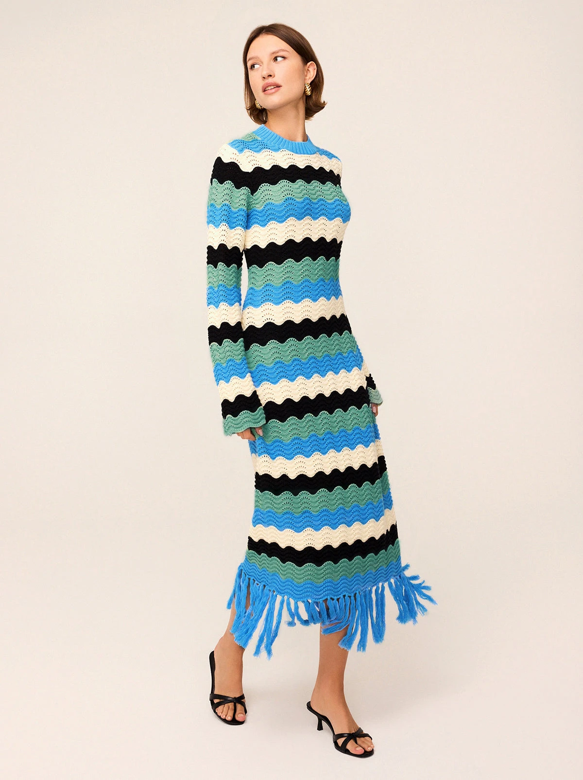 Ondine Blue Multi Crochet Knit Dress 2 Ondine Blue Multi Crochet Knit Dress - Image 2