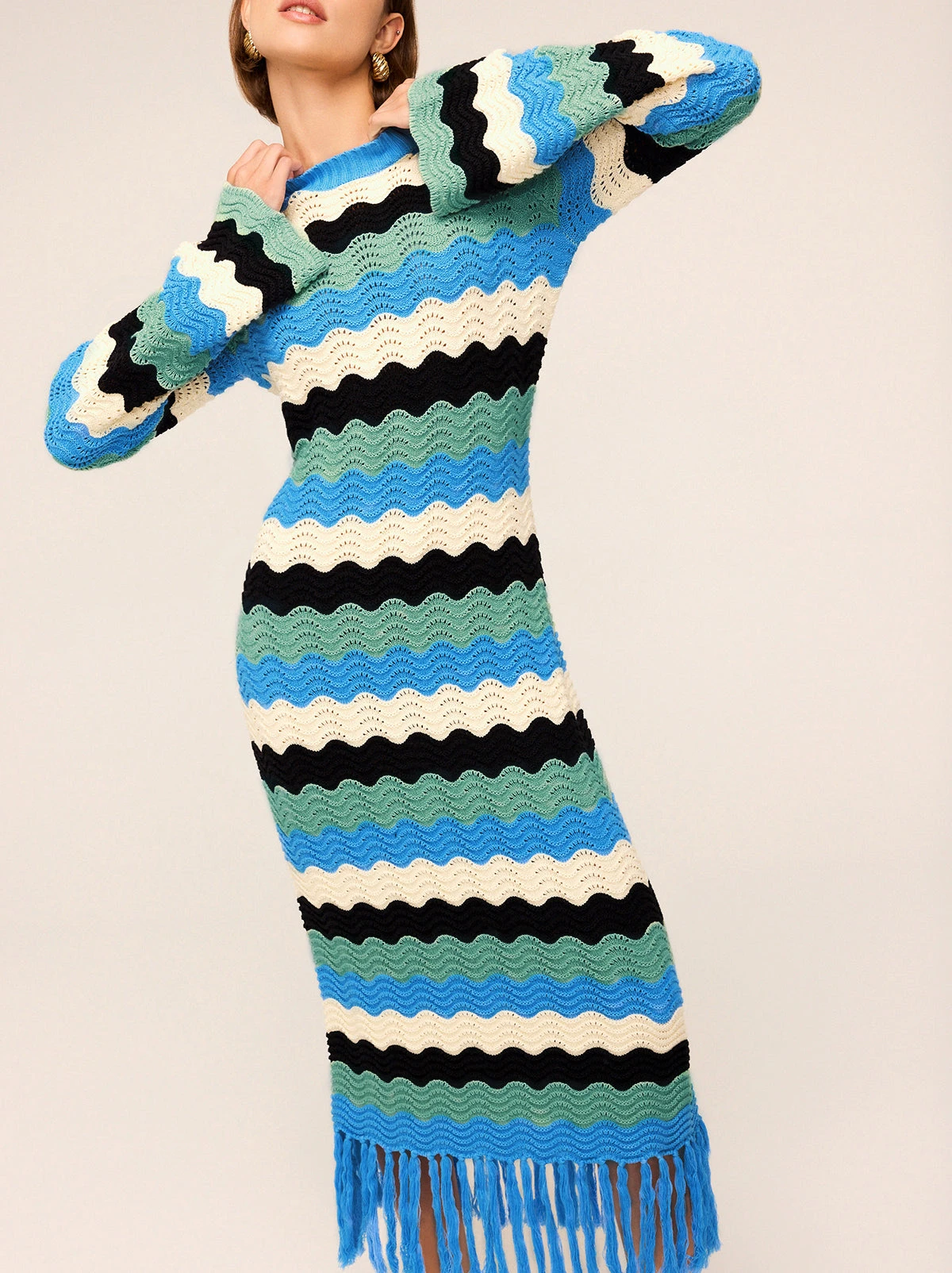 Ondine Blue Multi Crochet Knit Dress 4 Ondine Blue Multi Crochet Knit Dress - Image 4