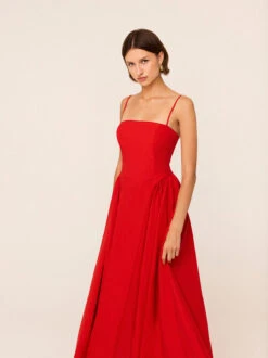 Alberta Red Linen Blend Dress -Kitri Studio 2404107RG ALBERTARED 004 V2