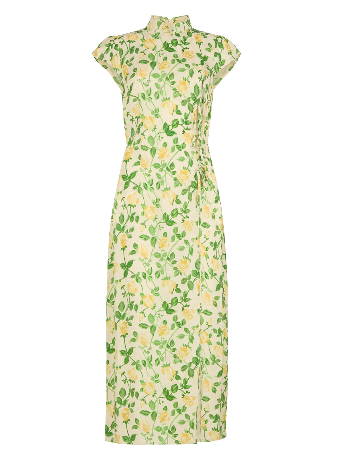 Elena Yellow Rose Printed Jacquard Dress 6 Elena Yellow Rose Printed Jacquard Dress - Image 6