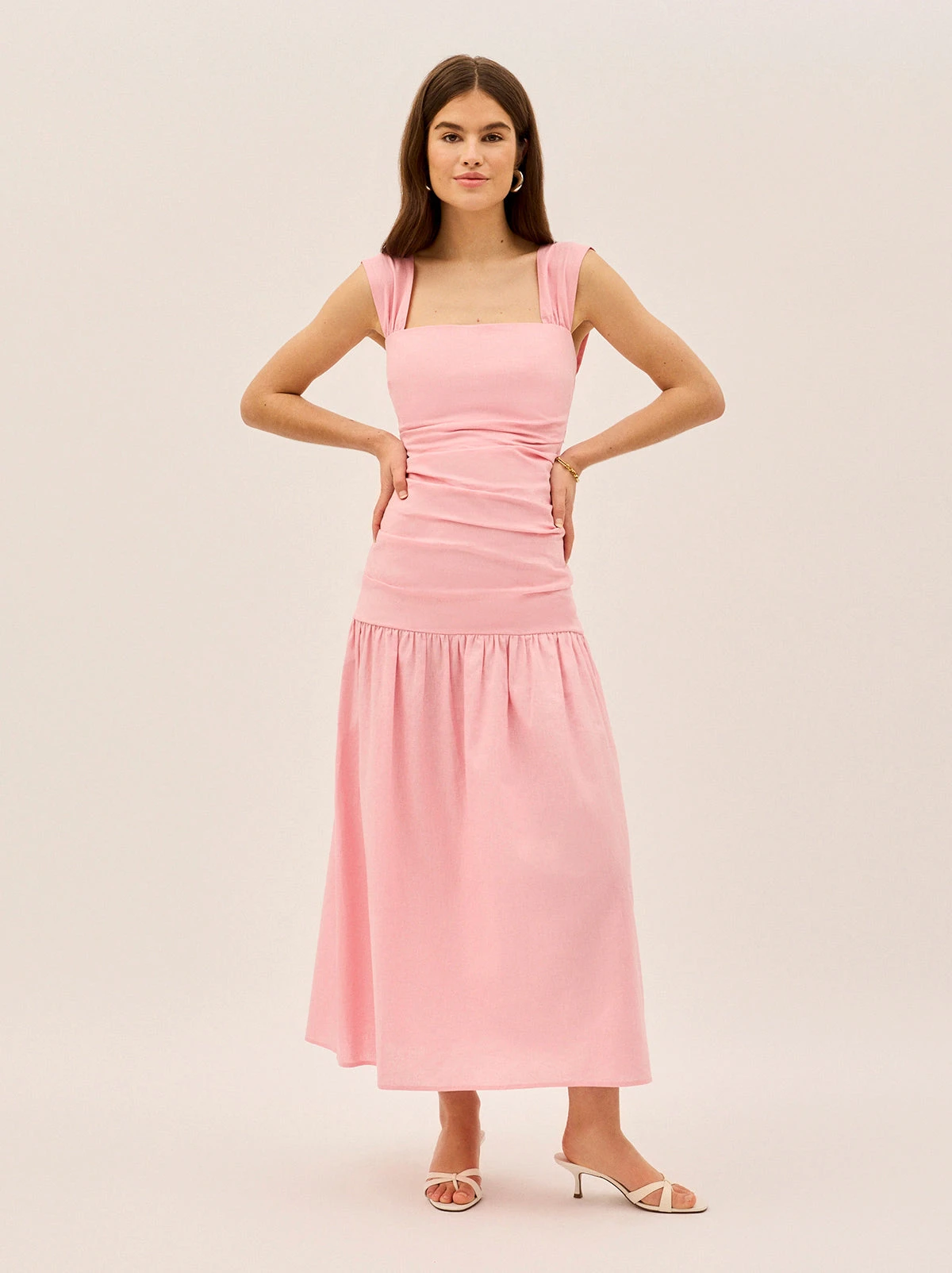 Reese Pink Cotton Linen Dress 6 Reese Pink Cotton Linen Dress - Image 6