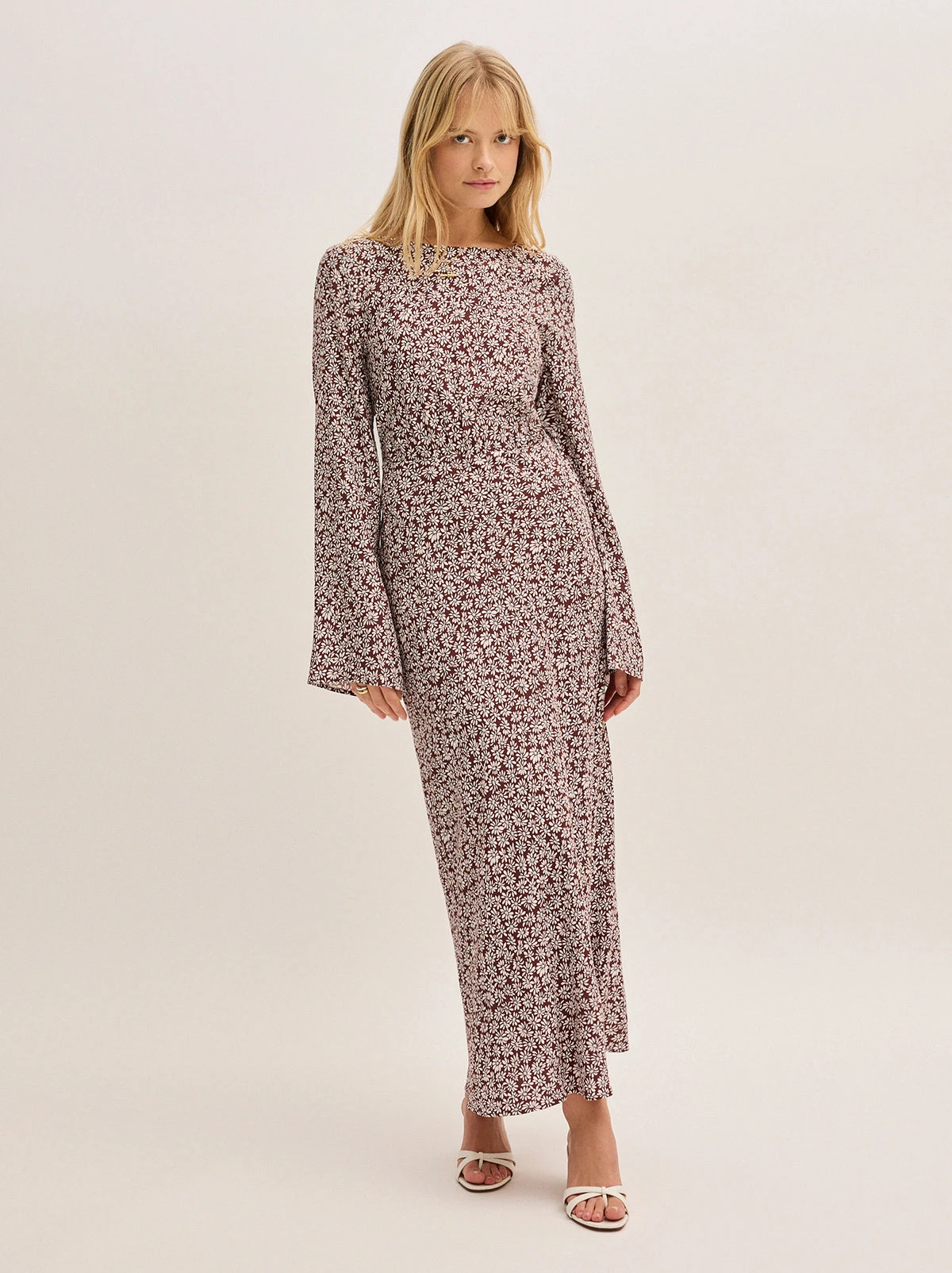 Adaline Aubergine Daisy Print Dress 2 Adaline Aubergine Daisy Print Dress - Image 2