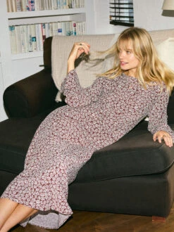 Adaline Aubergine Daisy Print Dress