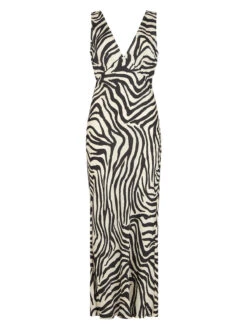 Danna Zebra Print Satin Dress -Kitri Studio 2404153ZDANNAZEBRAMANNEQUINV2