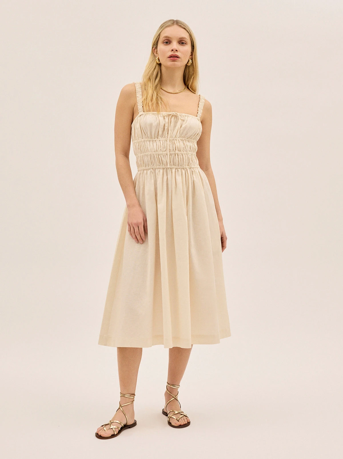 Arya Ivory Cotton Linen Dress 3 Arya Ivory Cotton Linen Dress - Image 3