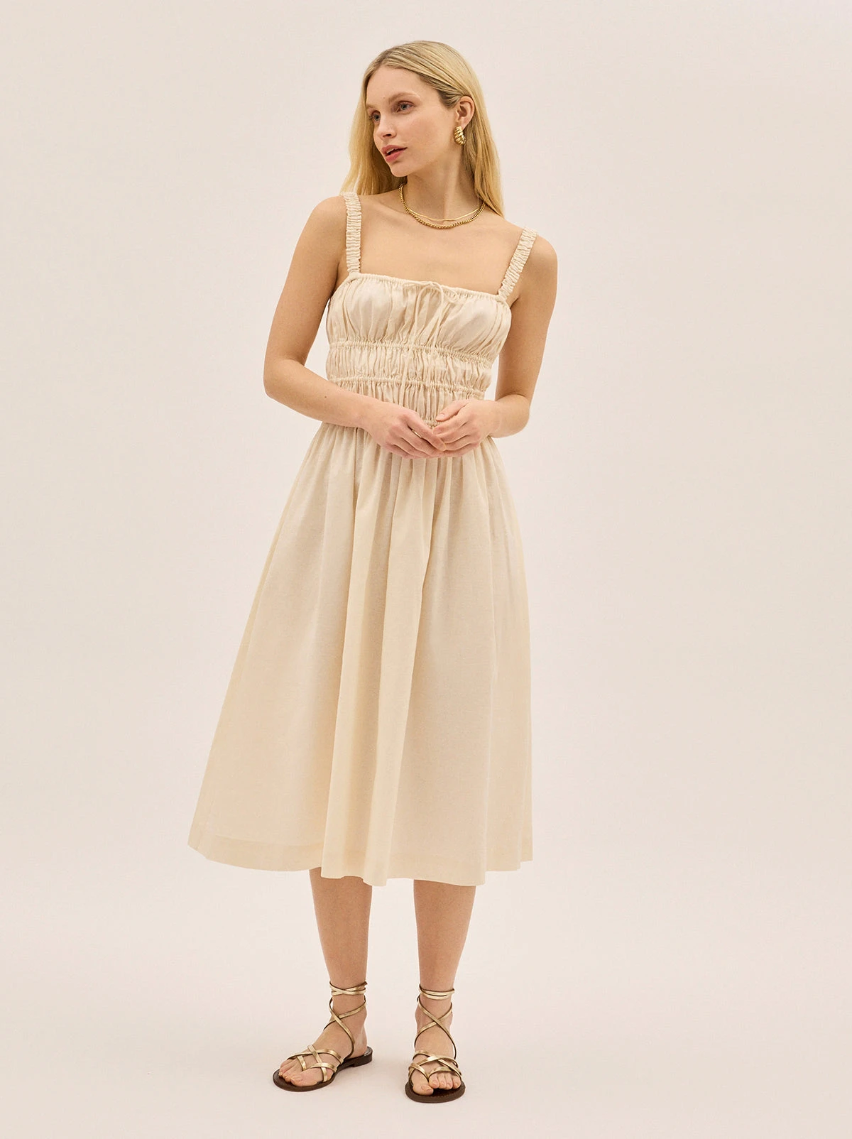 Arya Ivory Cotton Linen Dress 4 Arya Ivory Cotton Linen Dress - Image 4