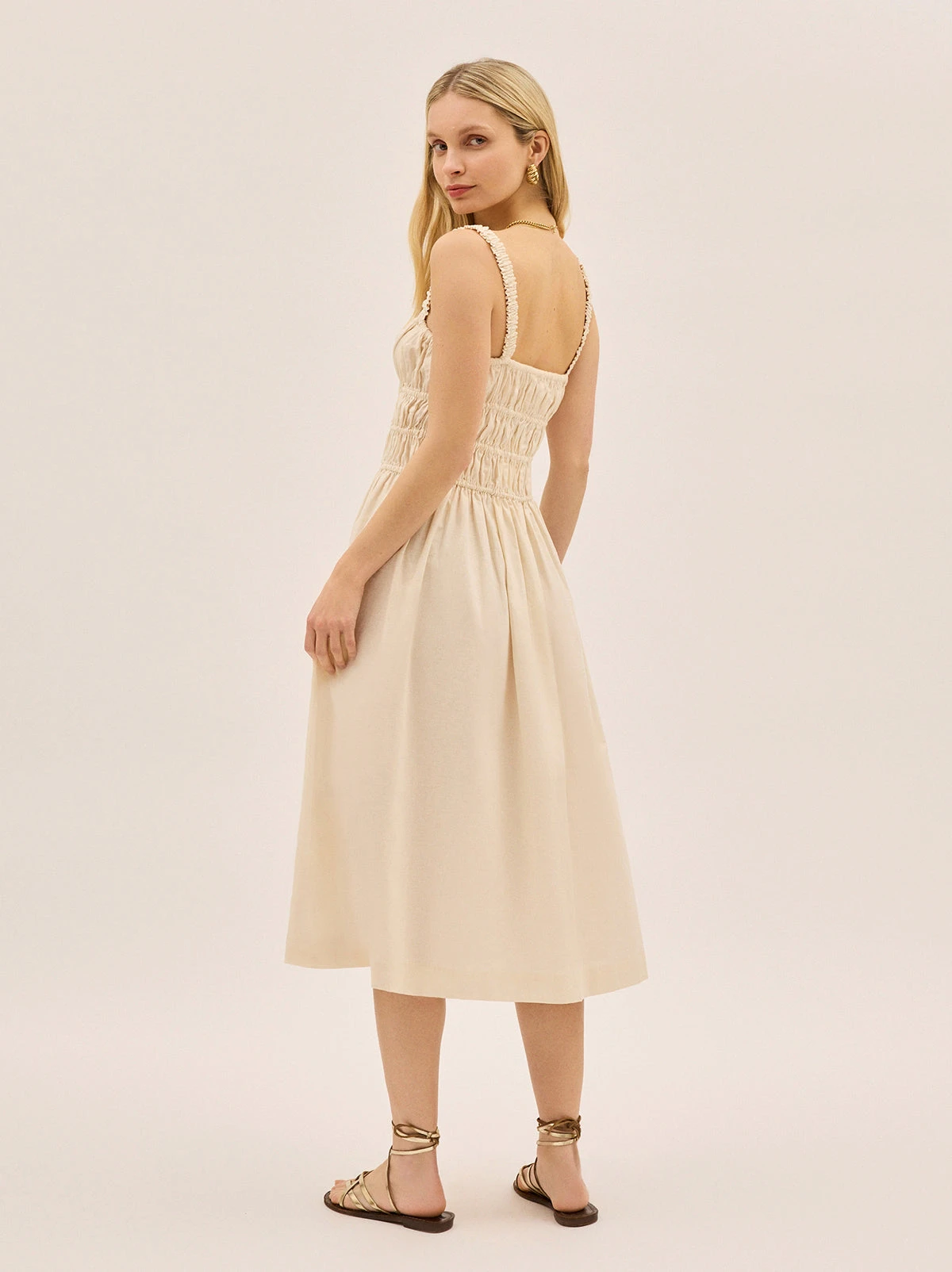 Arya Ivory Cotton Linen Dress 2 Arya Ivory Cotton Linen Dress - Image 2