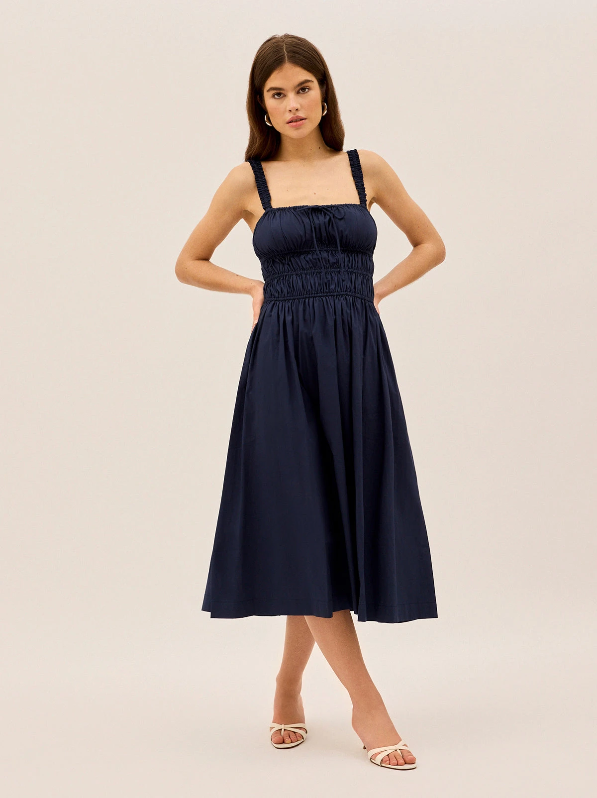 Arya Navy Cotton Midi Dress 1 Arya Navy Cotton Midi Dress