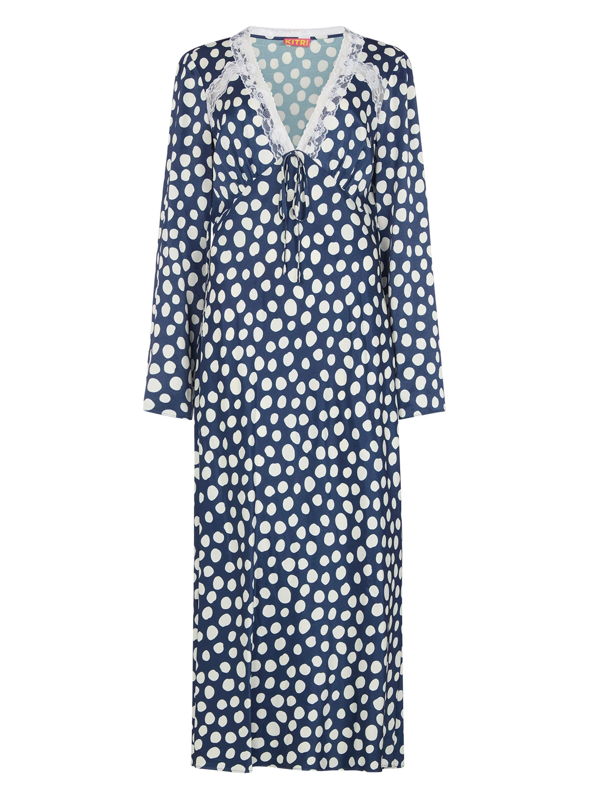 Zelda Navy Polka Dot Satin Dress 5 Zelda Navy Polka Dot Satin Dress - Image 5