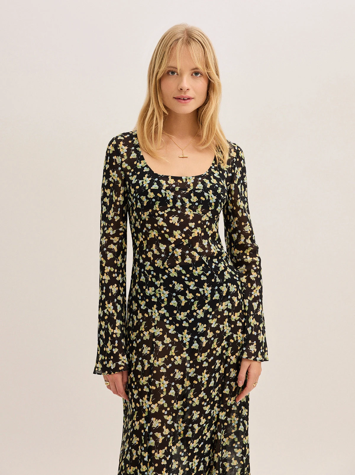 Alessia Black Cherry Print Maxi Dress 3 Alessia Black Cherry Print Maxi Dress - Image 3