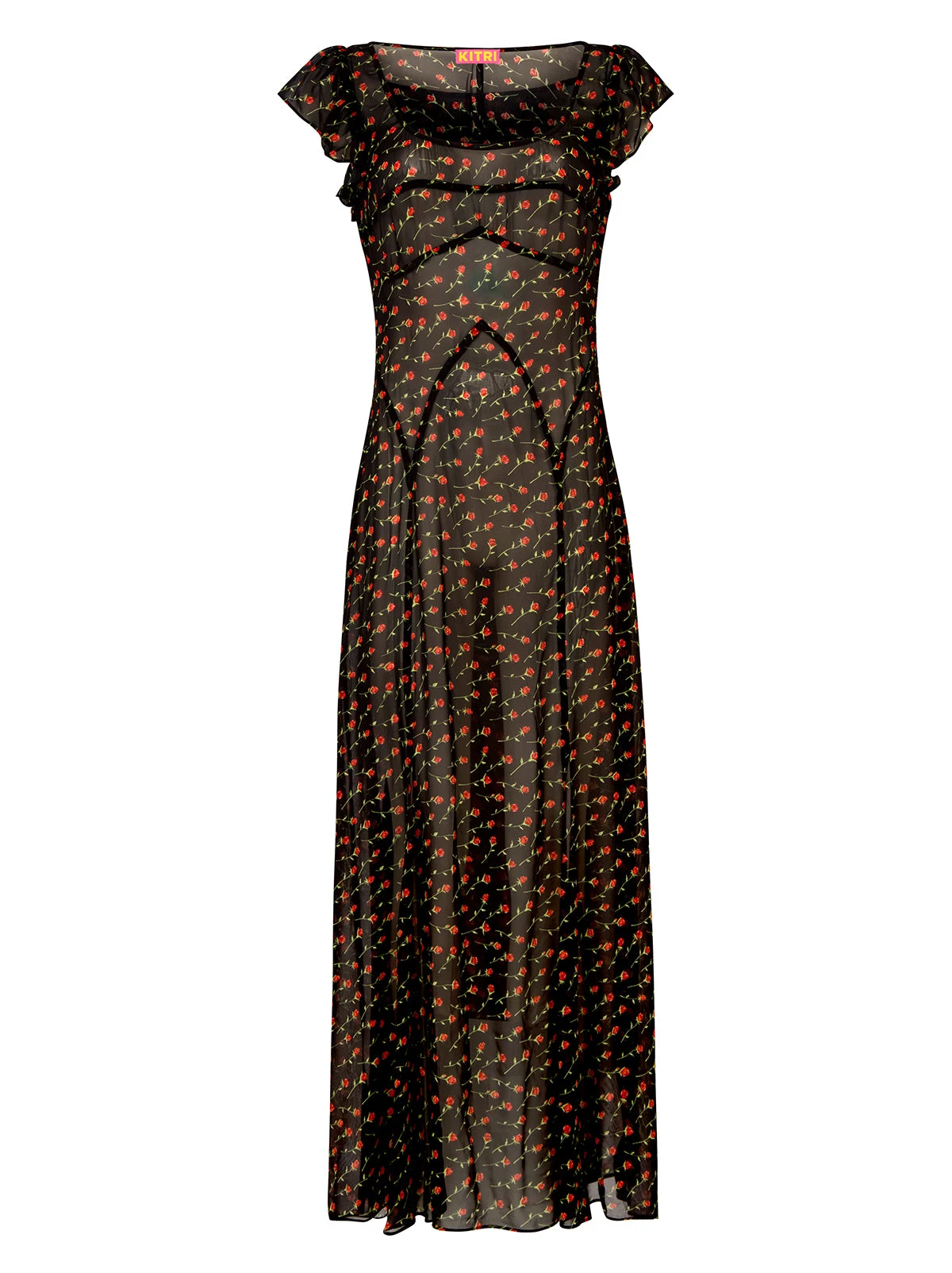 Kaia Black Rose Print Maxi Dress 7 Kaia Black Rose Print Maxi Dress - Image 7
