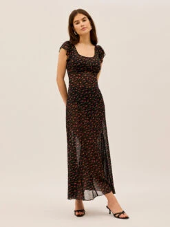 Kaia Black Rose Print Maxi Dress 10 Kaia Black Rose Print Maxi Dress -Kitri Studio 2404166BR KAIABLACKROSE 003 V2