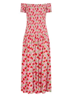 Alma Pink Floral Shirred Maxi Dress 11 Alma Pink Floral Shirred Maxi Dress -Kitri Studio 2404167PPFALMAPINKFLORALMANNEQUINV2