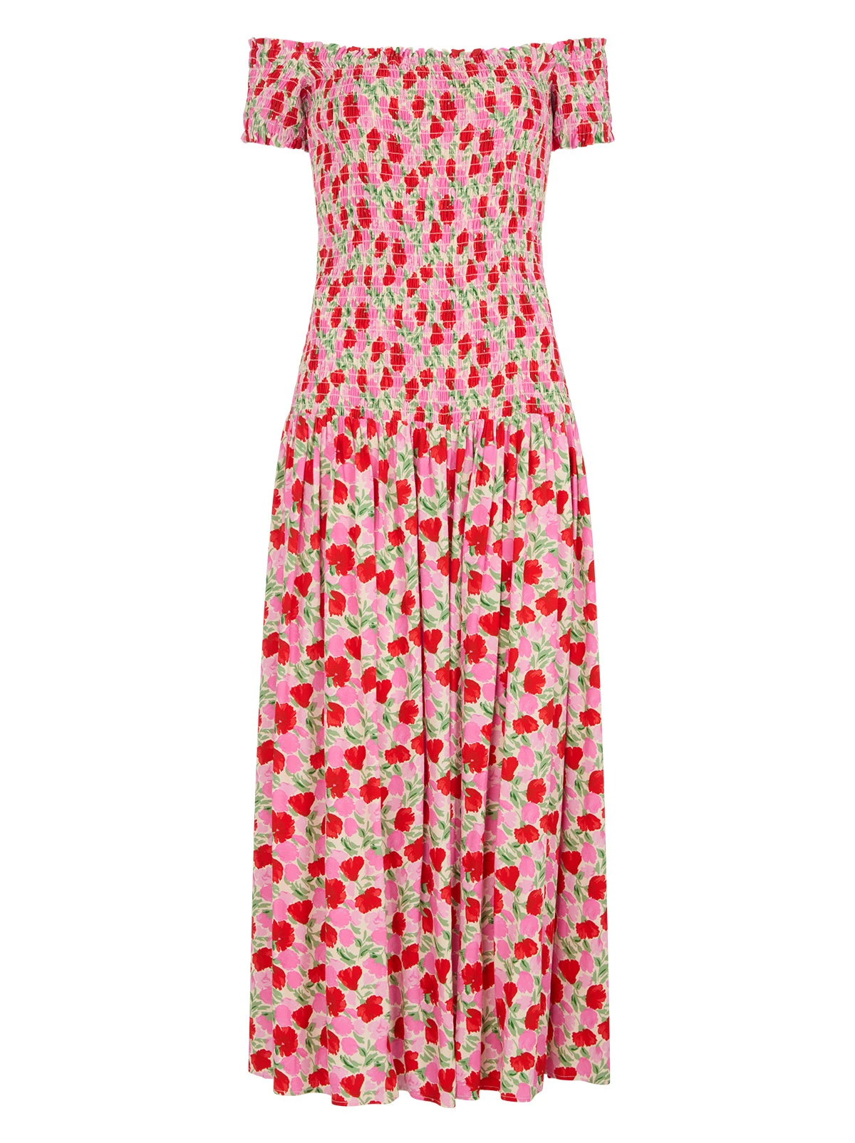 Alma Pink Floral Shirred Maxi Dress 6 Alma Pink Floral Shirred Maxi Dress - Image 6