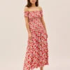 Alma Pink Floral Shirred Maxi Dress