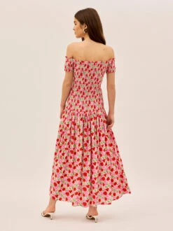 Alma Pink Floral Shirred Maxi Dress 9 Alma Pink Floral Shirred Maxi Dress -Kitri Studio 2404167PPF ALMAPINKFLORAL 004 V2