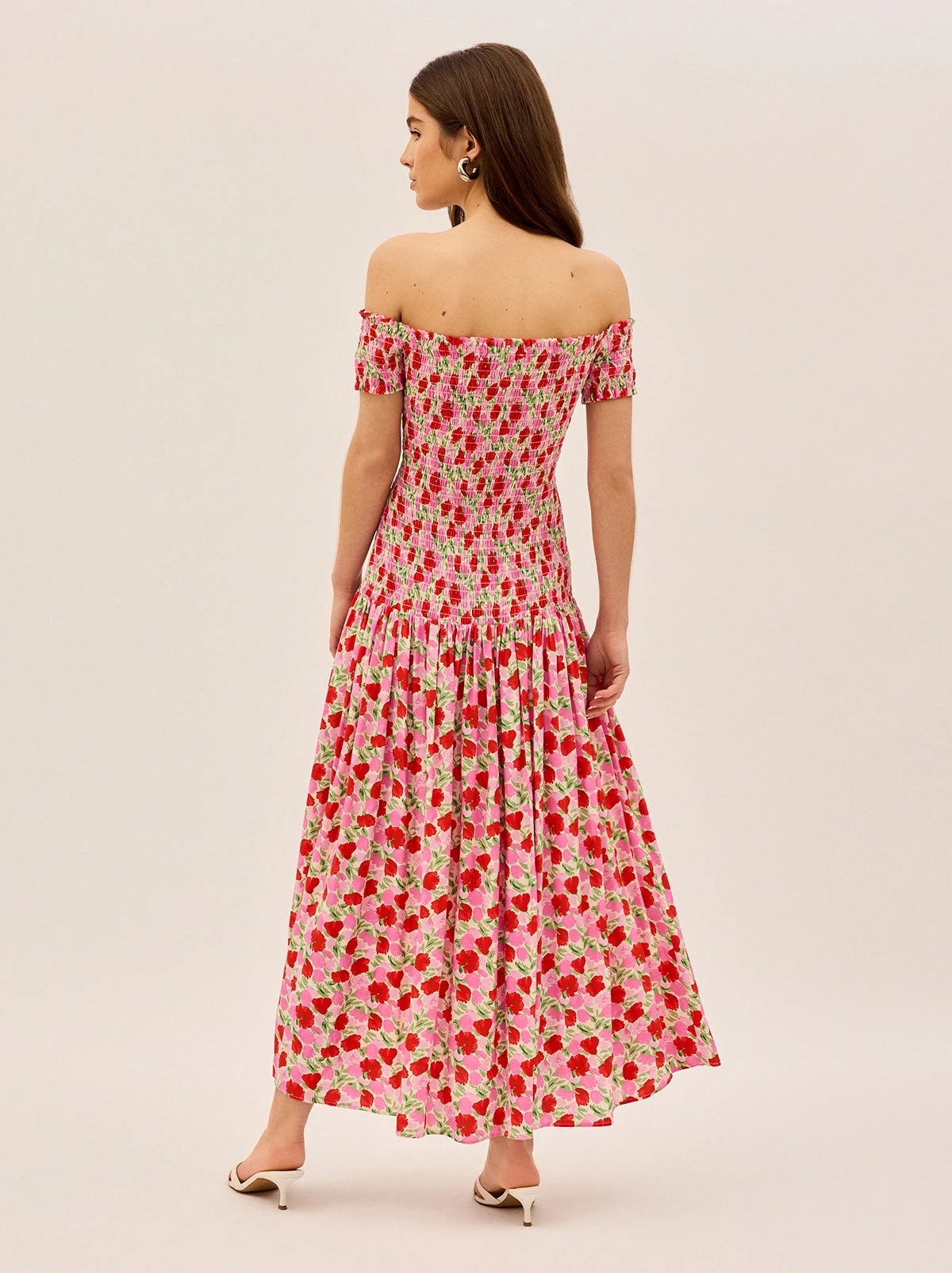 Alma Pink Floral Shirred Maxi Dress 4 Alma Pink Floral Shirred Maxi Dress - Image 4
