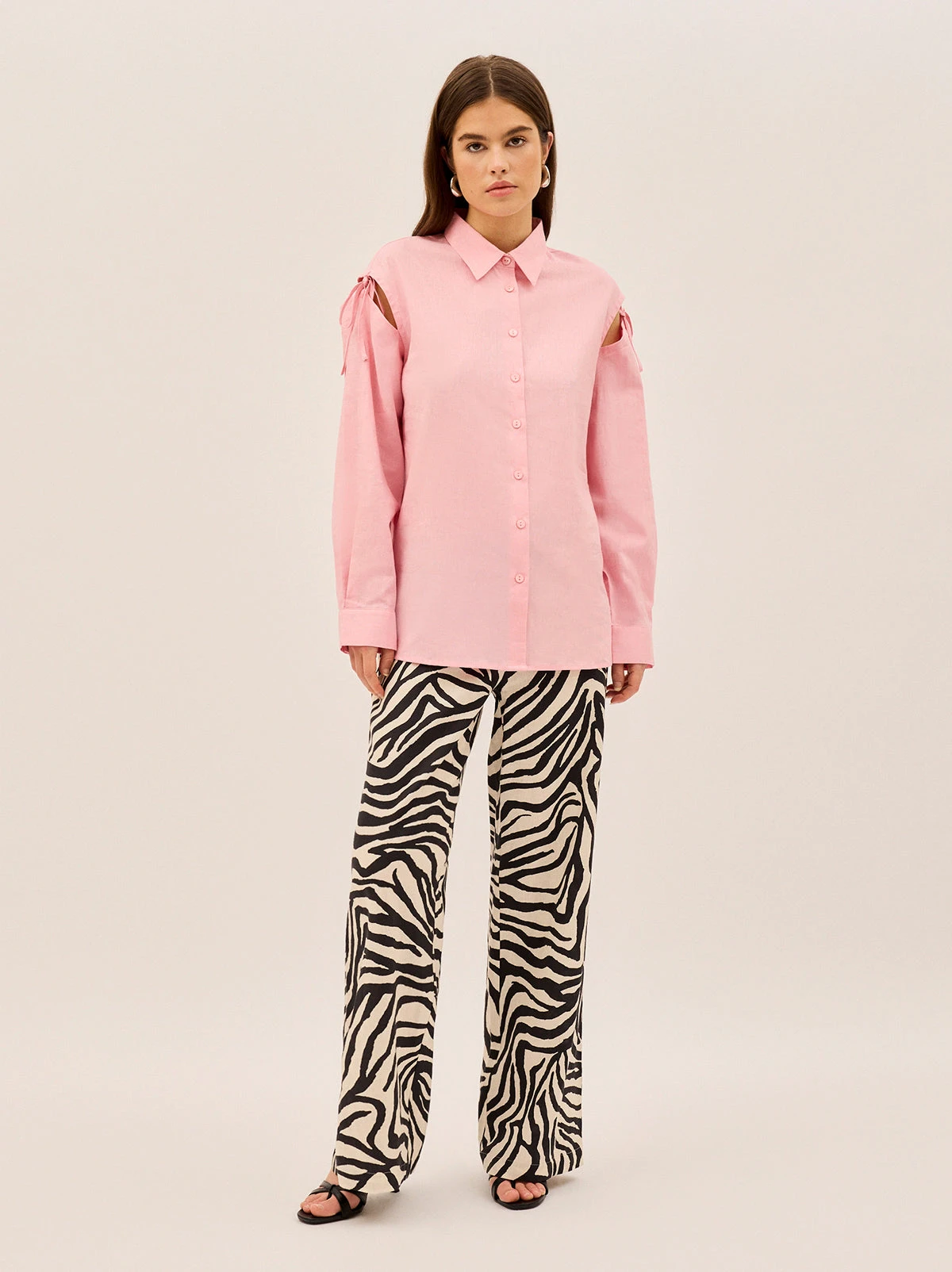 Alix Pink Cotton Tie Shoulder Oversized Shirt 2 Alix Pink Cotton Tie Shoulder Oversized Shirt - Image 2